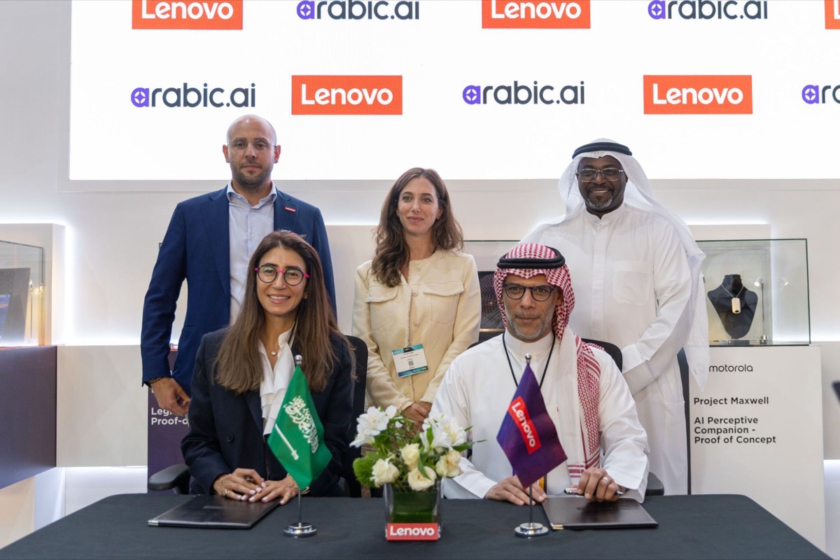 Arabic.ai and Lenovo leaders at the MoU signing at LEAP 2026 in Riyadh